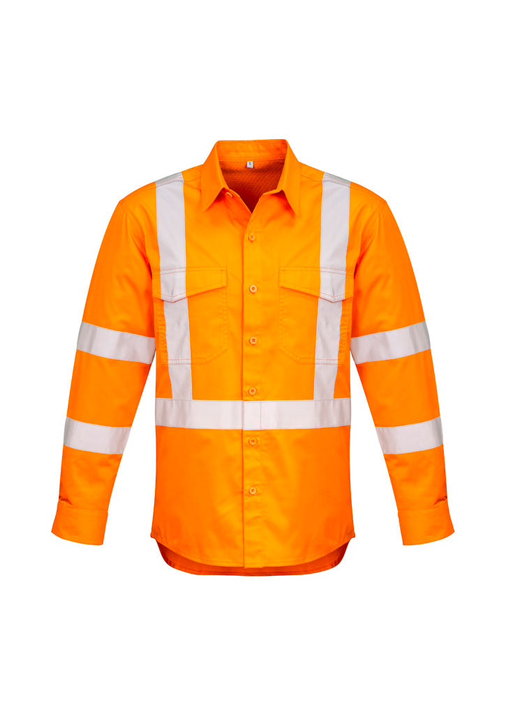 Men's Hi Vis X Back Taped Long Sleeve Shirt product front