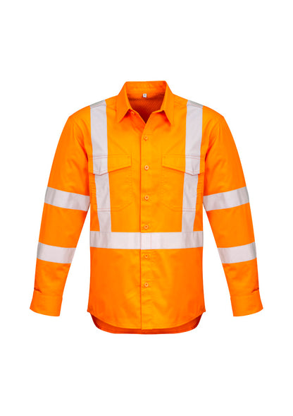 Men's Hi Vis X Back Taped Long Sleeve Shirt product front
