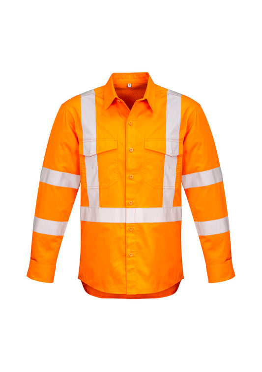 Men's Hi Vis X Back Taped Long Sleeve Shirt product front