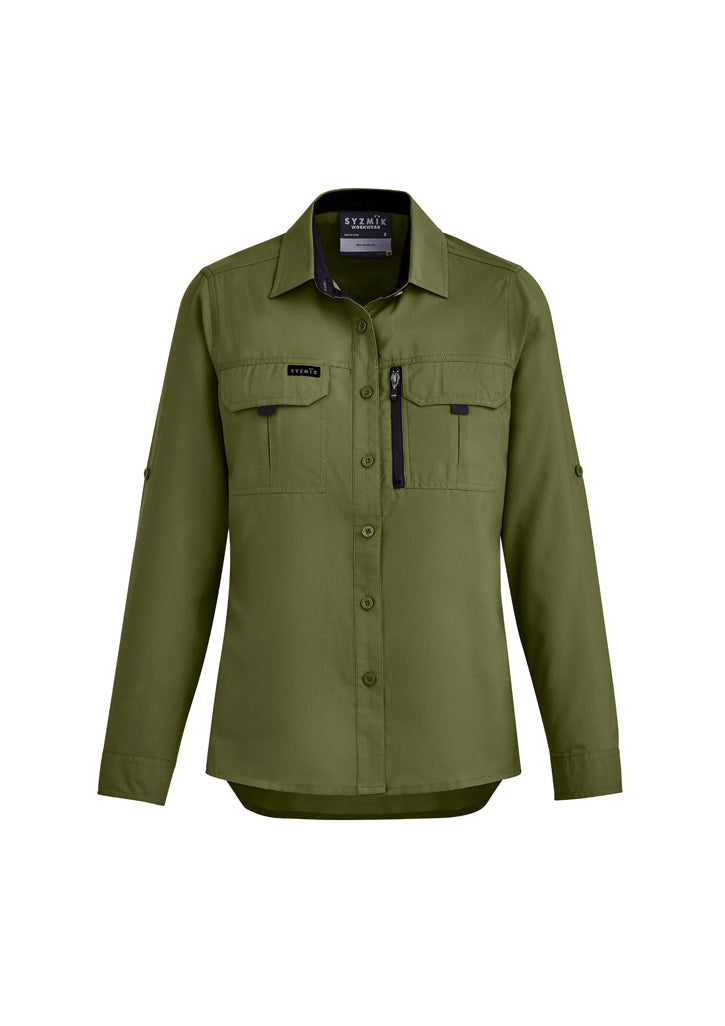 Syzmik Women's Outdoor Long Sleeve Shirt - Army