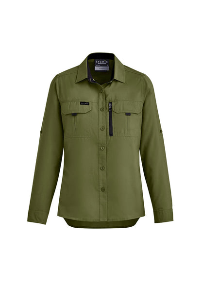 Syzmik Women's Outdoor Long Sleeve Shirt - Army