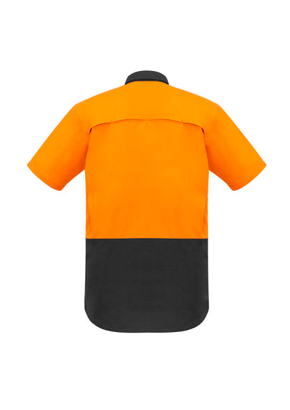 Syzmik Men's Rugged Cooling Hi Vis Short Sleeve Shirt - Orange/Charcoal