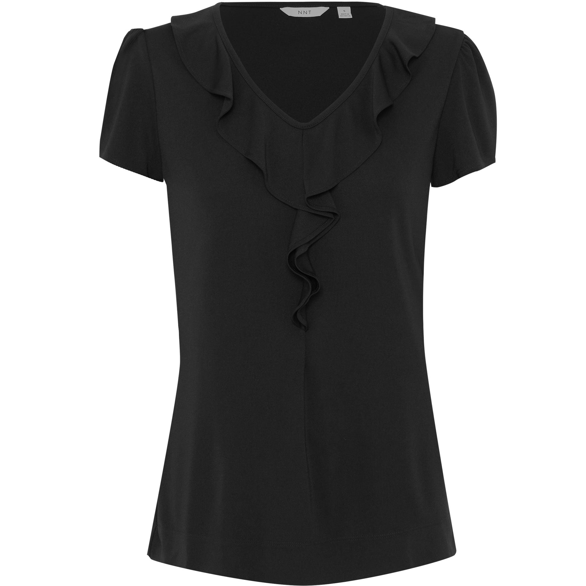 NNT CAT48H Matt Jersey Cap Sleeve Ruffle Neck T-Top