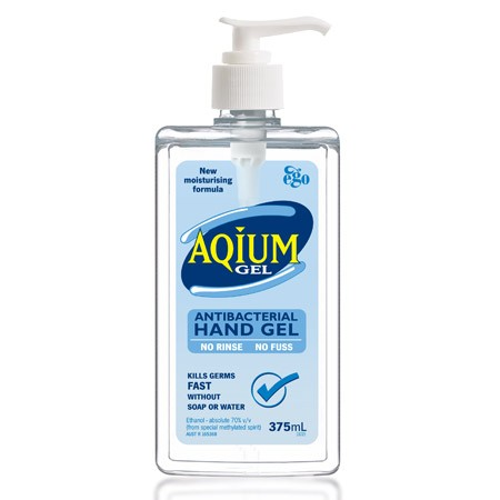 EGO PHARMACEUTICALS 140171 Aqium Antibacterial Hand Sanitiser Gel 375mL Pump