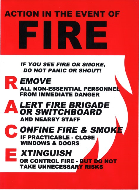 FIRE WORLD FW-RACE R.A.C.E. Fire Action Instructions Sign, Poly, 295mm x 215mm