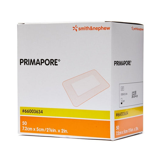 SMITH & NEPHEW S66003634 Primapore Adhesive Dressing 7.2cm x 5cm Box of 50
