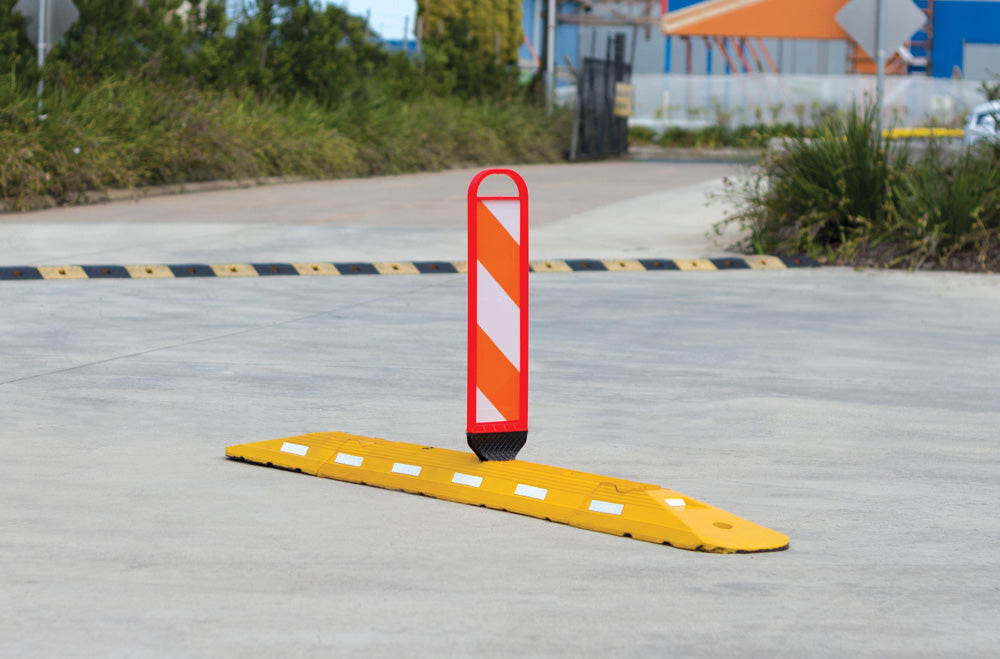 Traffic Lane Separator Flat Hazard Panel with BLACK YELLOW Sticker