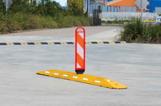 Traffic Lane Separator Flat Hazard Panel with BLACK YELLOW Sticker