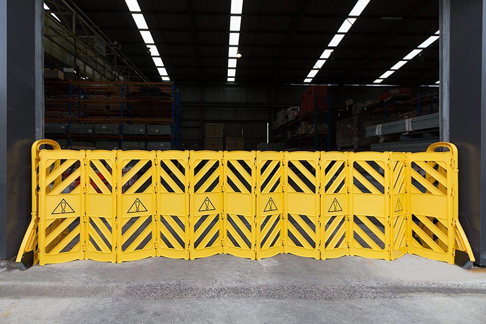 Mobile Expanding Safety Barrier - Polyethylene Yellow