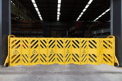 Mobile Expanding Safety Barrier - Polyethylene Yellow